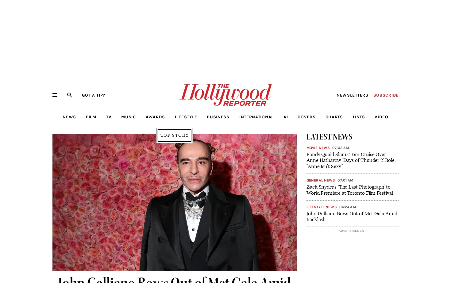 The Hollywood Reporter 页面快照
